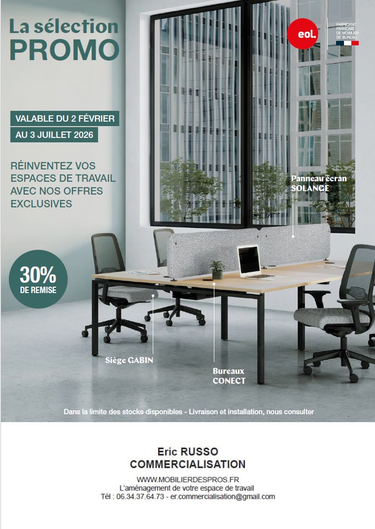 La sélection PROMO sur le mobilier de bureau, valable jusqu'au 3 juillet 2026 - Mobilierdespros.fr